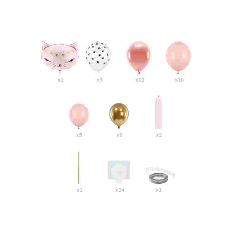 Kindergeburtstag-Ballonbogen_Katze_pink_1