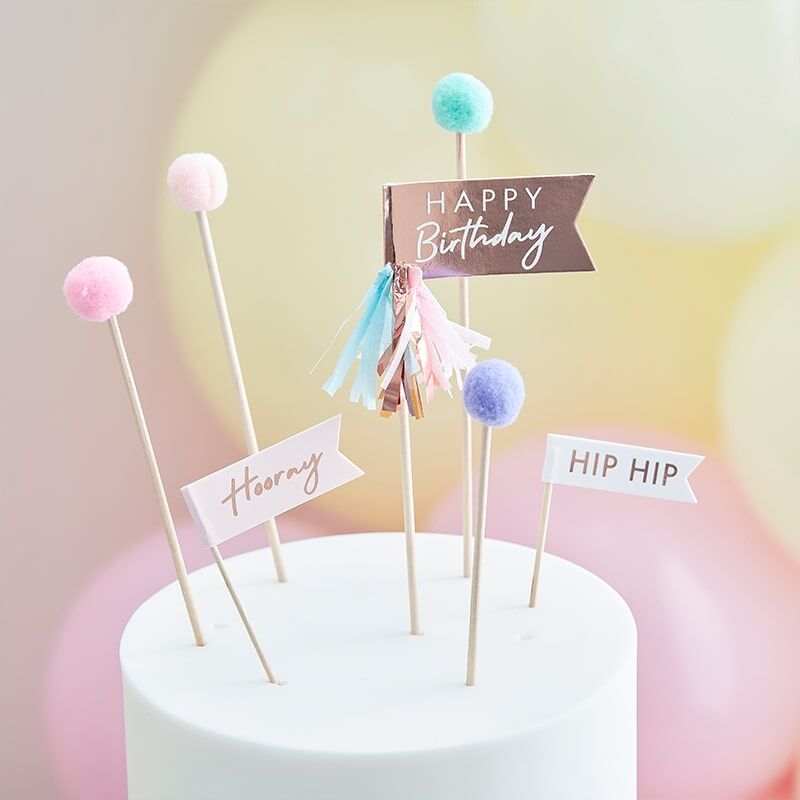 Kindergeburtstag-Cake_Topper_Pompon_1