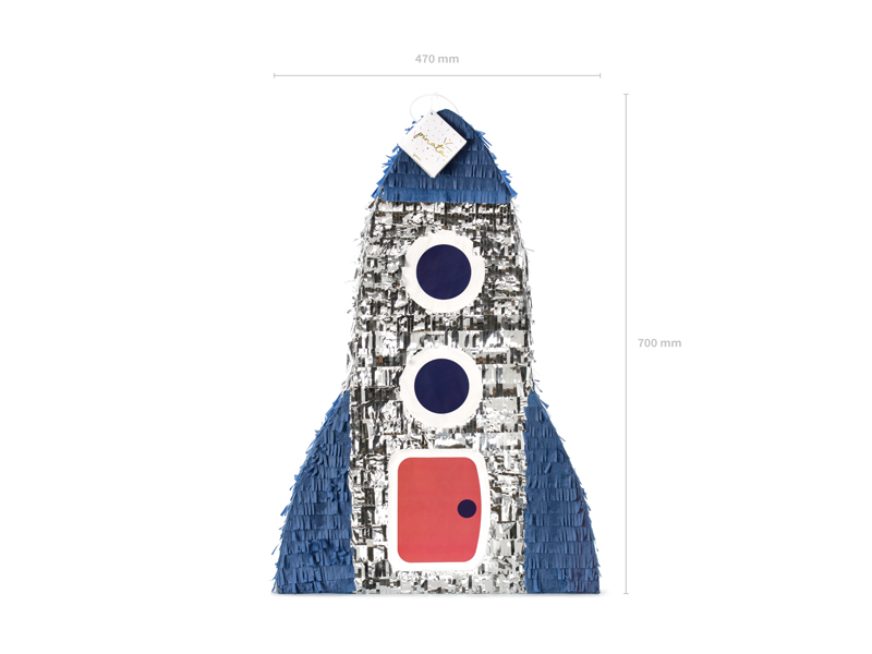 Rakete, Spielzeugrakete, Papierkunst, blauweiß, runde Fenster