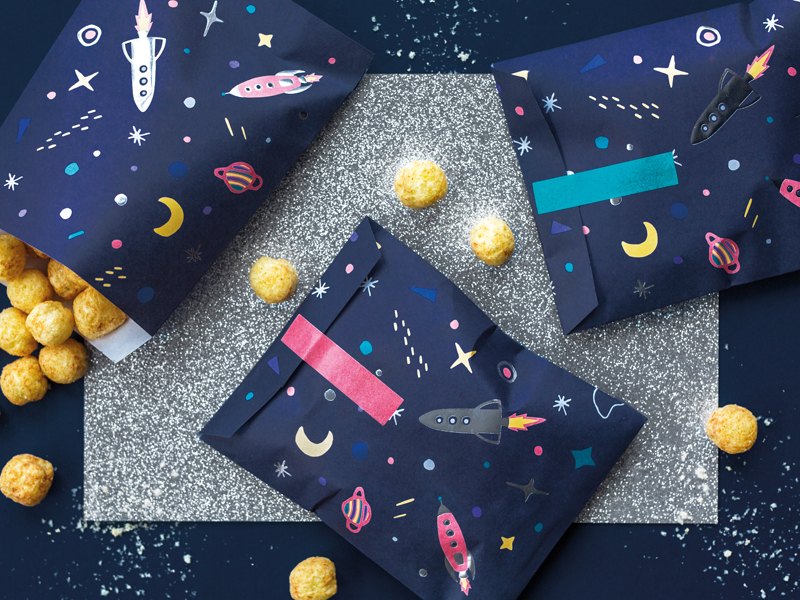 Raketen, Nacht Himmel, Geschenkverpackung, Knabberartikel, Sternchen-Design