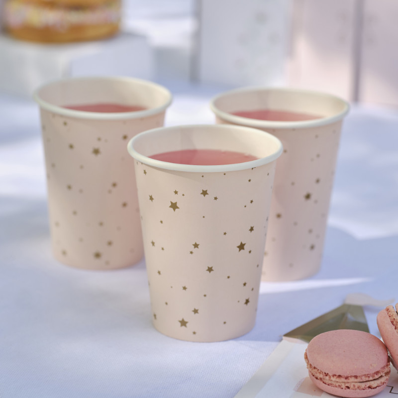 Kindergeburtstag-Partybecher_Sterne_Pink_Gold_8_Stk_2