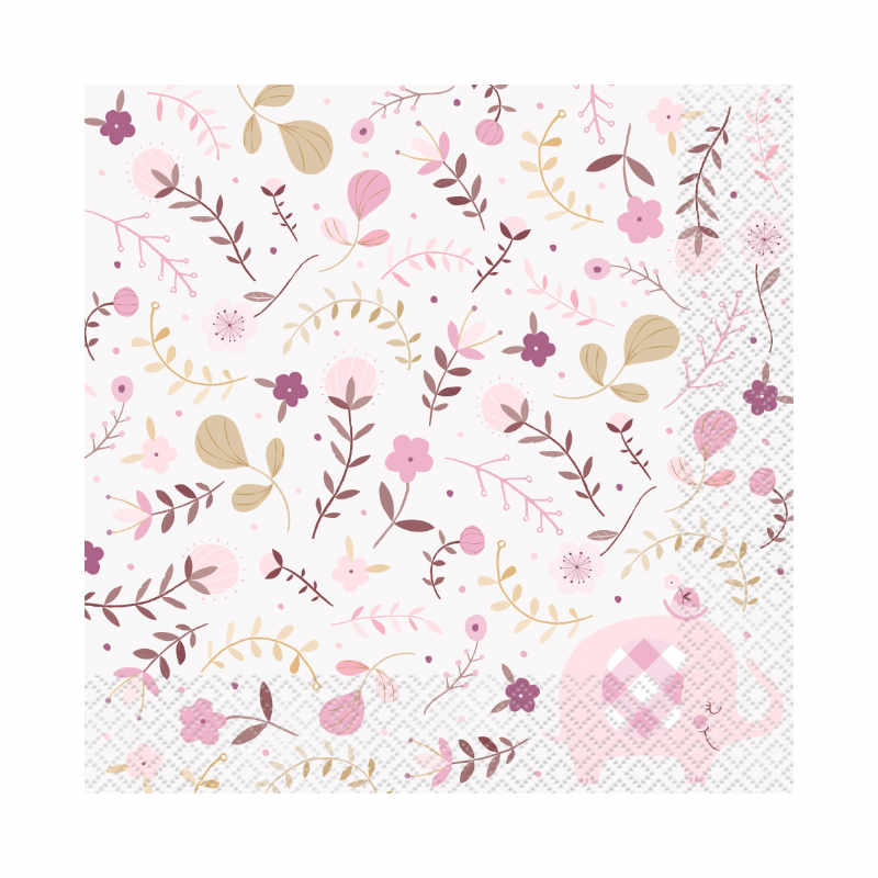 Servietten Babyfant rosa, 16 Stk.