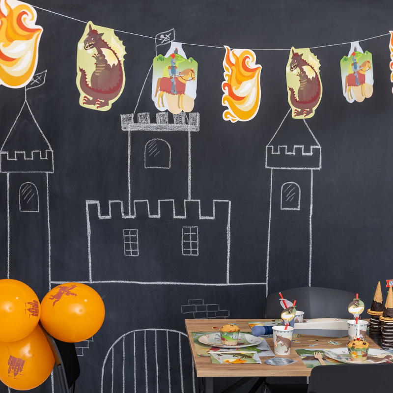 kinderparty Wimpelkette_DracheRitter_mood1