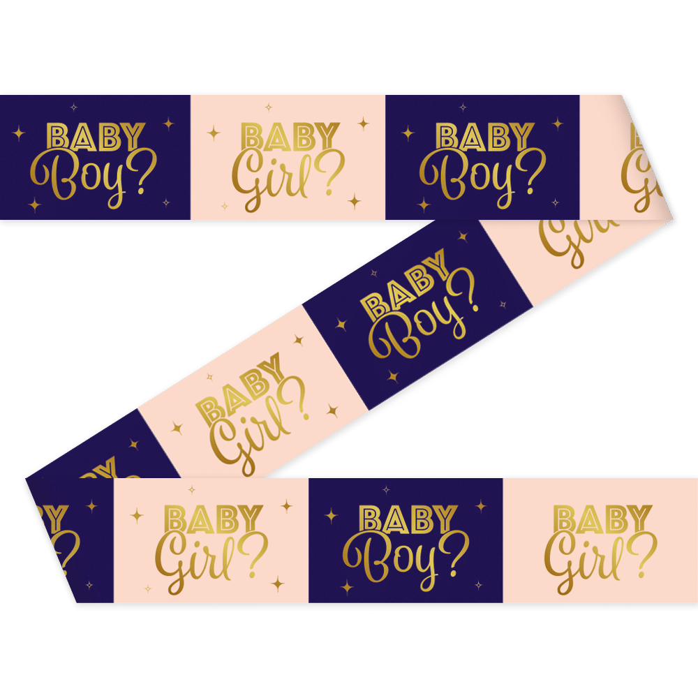 Baby Shower Ribbon, Geschlechter enthüllen, Dekorband, lila rosa Band, Konfetti-Sterne