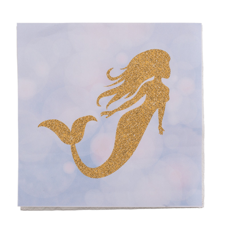 Servietten goldene Meerjungfrau, 20 Stk.