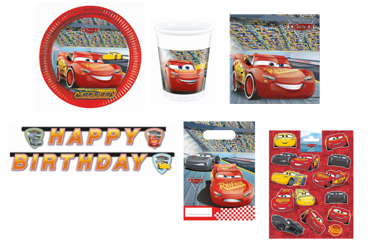 Pappteller, Becher, Teller, Motiv Cars, Rennwagen-Design