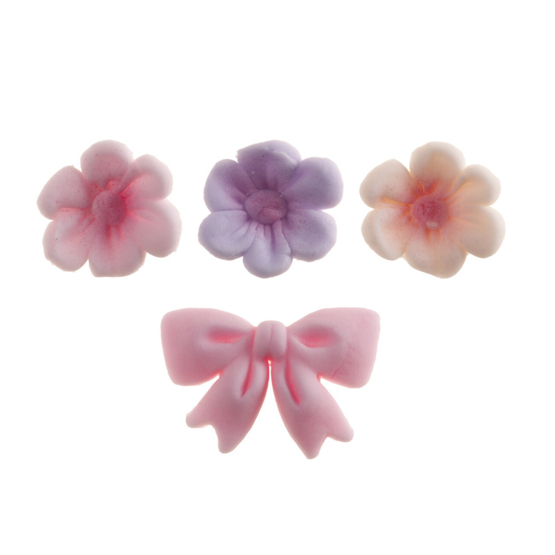 Zuckerdekor Blumen & Schleife, 10 Stk.