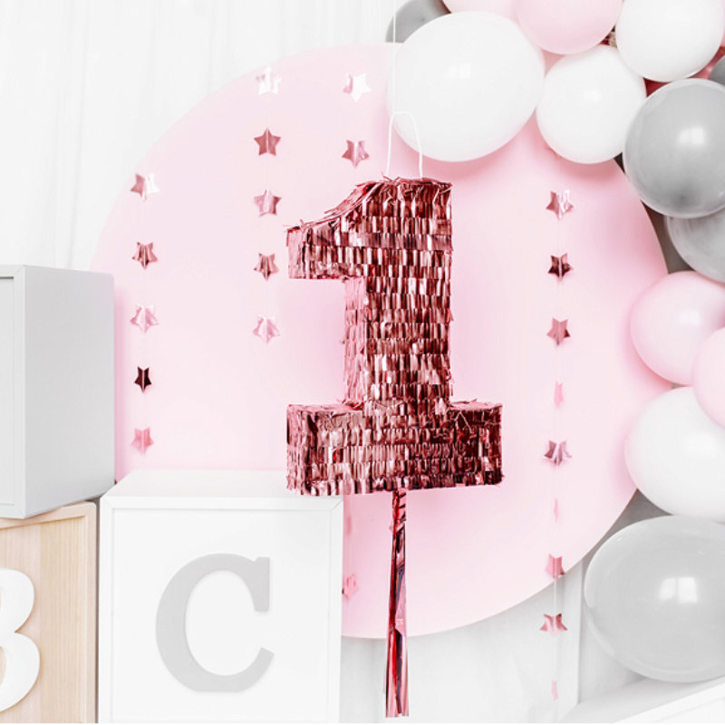 Kindergeburtstag-Pinata_Zahl_1_Rose_Gold_1