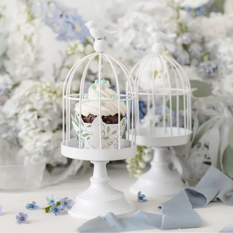 Kindergeburtstag-Cupcake-Stander-Vogelkafig-Weiss-2