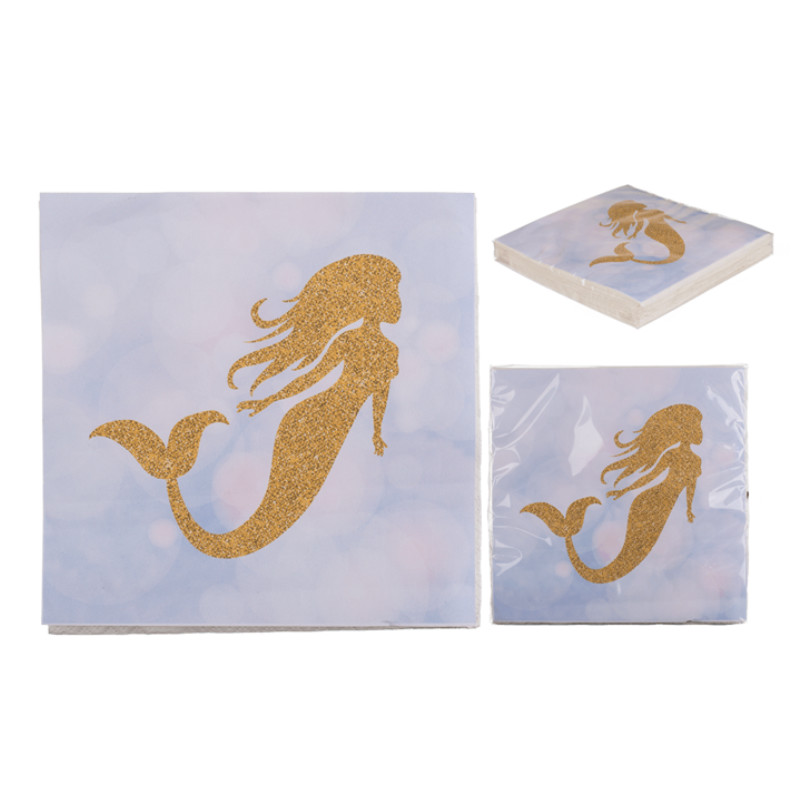 Kindergeburtstag-Servietten_goldene_Meerjungfrau_20_Stk_1