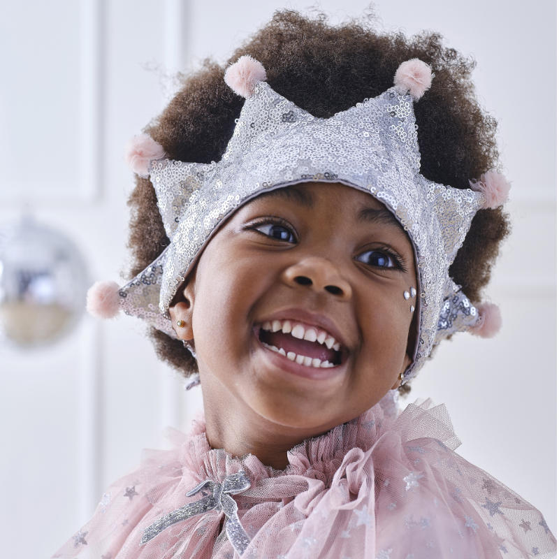 Kindergeburtstag-Stoffkrone-Silberpailletten-2