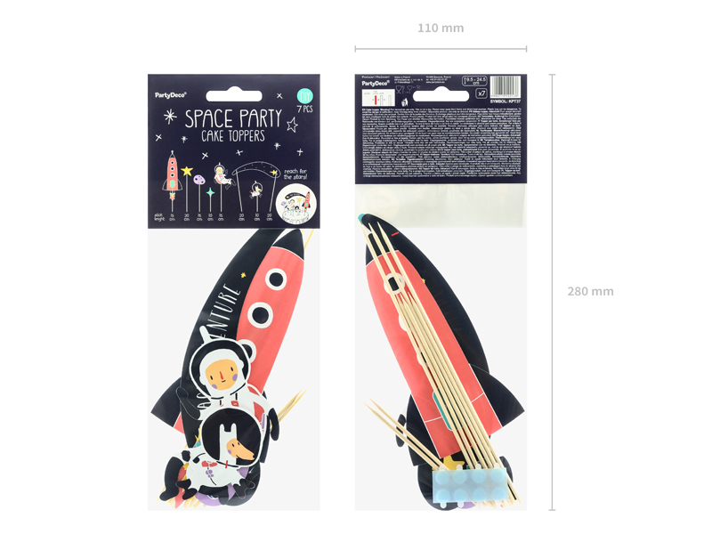Space, Rakete, Tortenaufsatz, Holzspieße, Dekoration