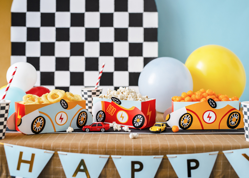 Kinderparty, Popcorn, Auto-Partybox, Kartenspielzeug, Ballons