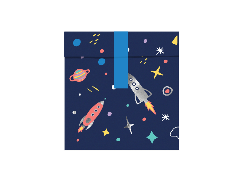 Weltraum, Rakete, Galaxie, Geschenkbeutel, Dunkelblau