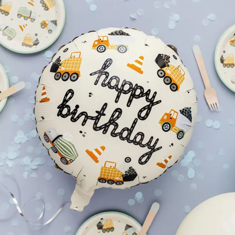 Kindergeburtstag-Folienballon_rund_Baufahrzeuge_1