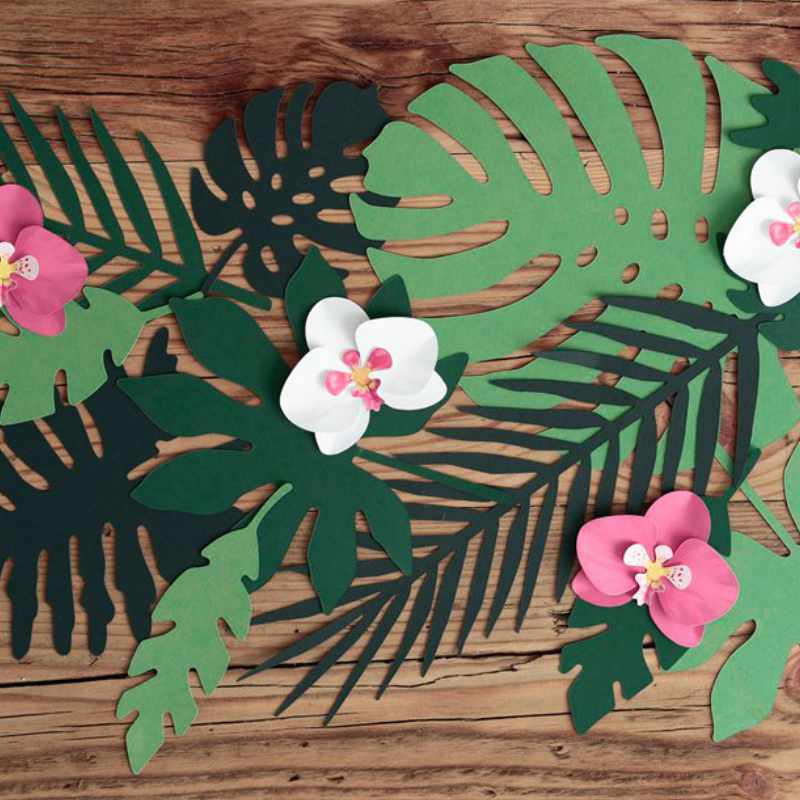 Kindergeburtstag-Tischdekoration_tropische_Blaetter_21_Stk_3