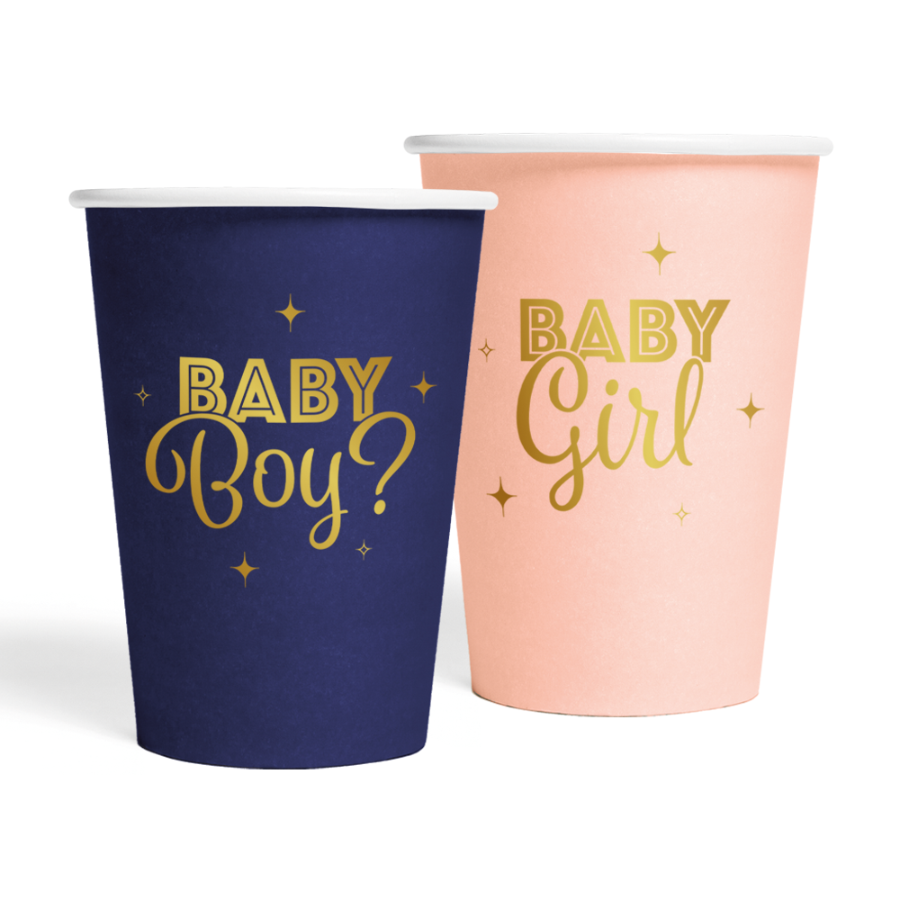 Pappteller, Becher, Baby Boy?, Baby Girl, Geschirrset