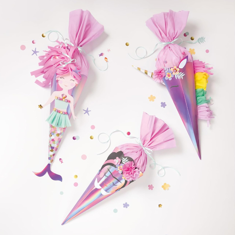 Kindergeburtstag-Schultuten-DIY-Pink