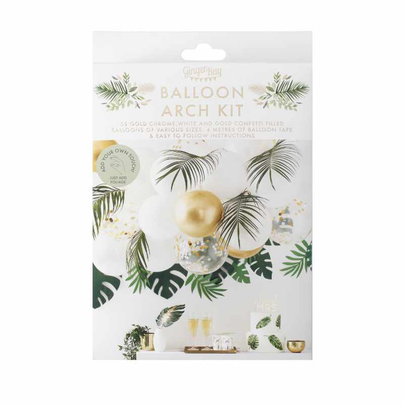 Kindergeburtstag-Ballonbogen_Gold_Weiss_Konfetti_2