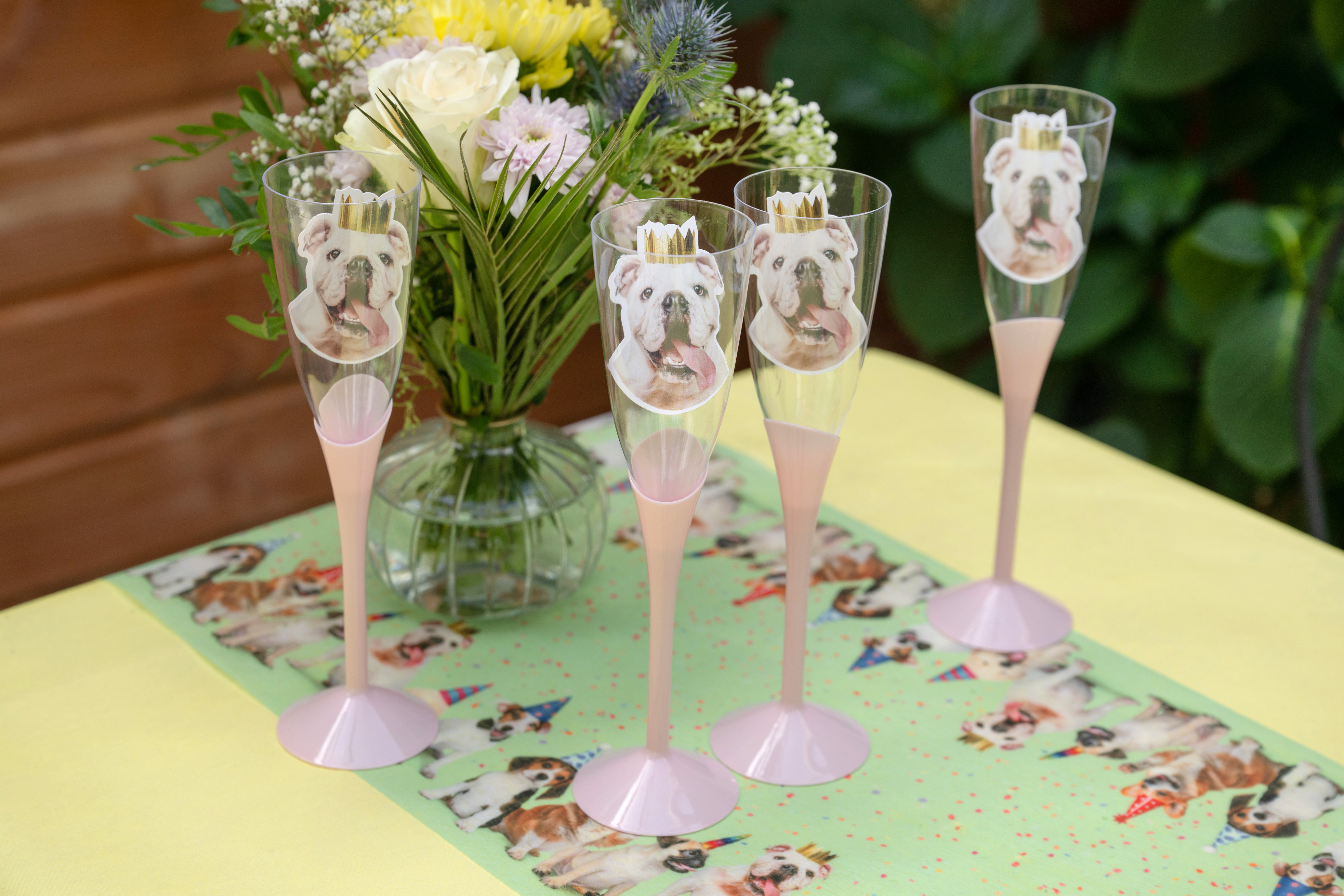 dog, glasses, straw, pink, decorative