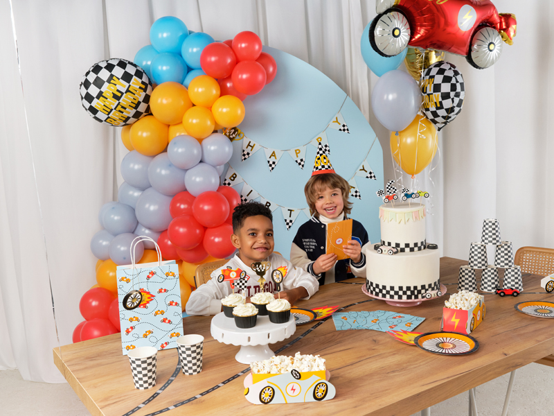 balloons, party, cake, cupcakes, cars